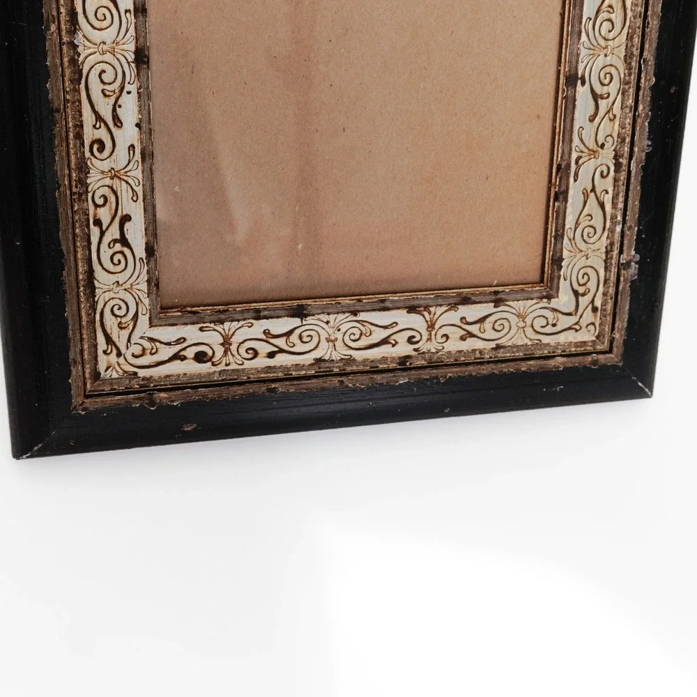 Vintage Martin Aborn Wood Picture Frame Dark Brown Ornate Scrollwork Border